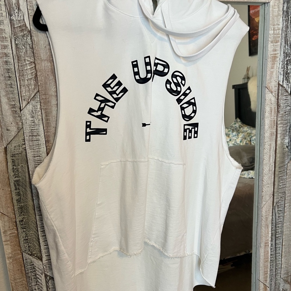 The Upside White Sleeveless Hoodie